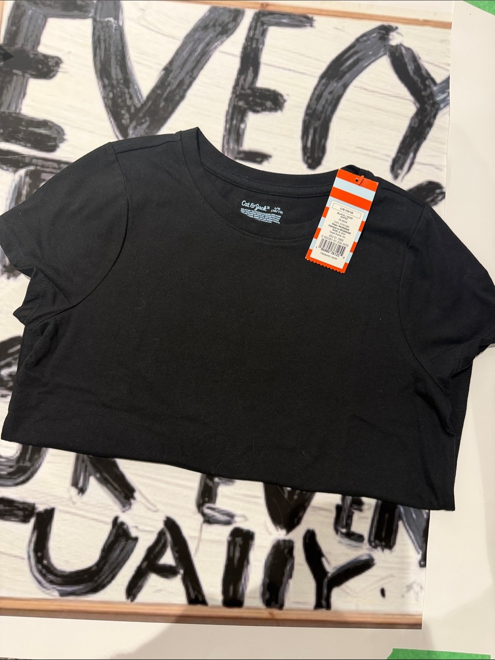 Cat & Jack Black Short Sleeve Crop Tee